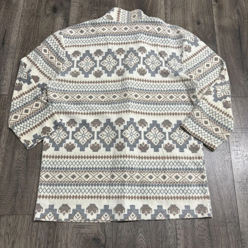 VTG‎ Just Dawn Blazer Sweater Womens Medium White Geometric Tribal Button Knit